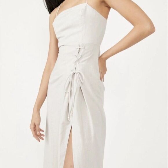 Free People Linen Dress in Ocean Pearl Small - Picture 2 of 9